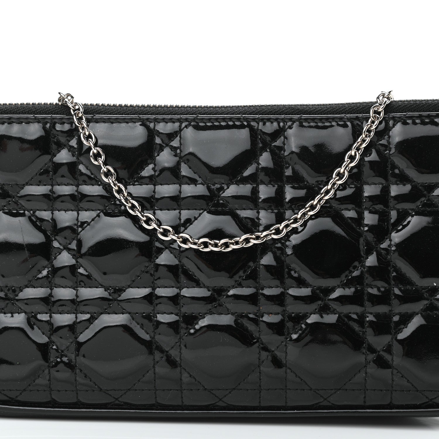 Christian Dior Patent Cannage Chain Pouch Black 8 of 10