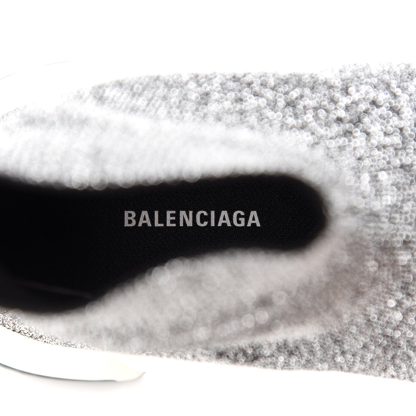 Laminated Knit Bi-Color Sole Womens Speed Sneakers 37 Silver White Black