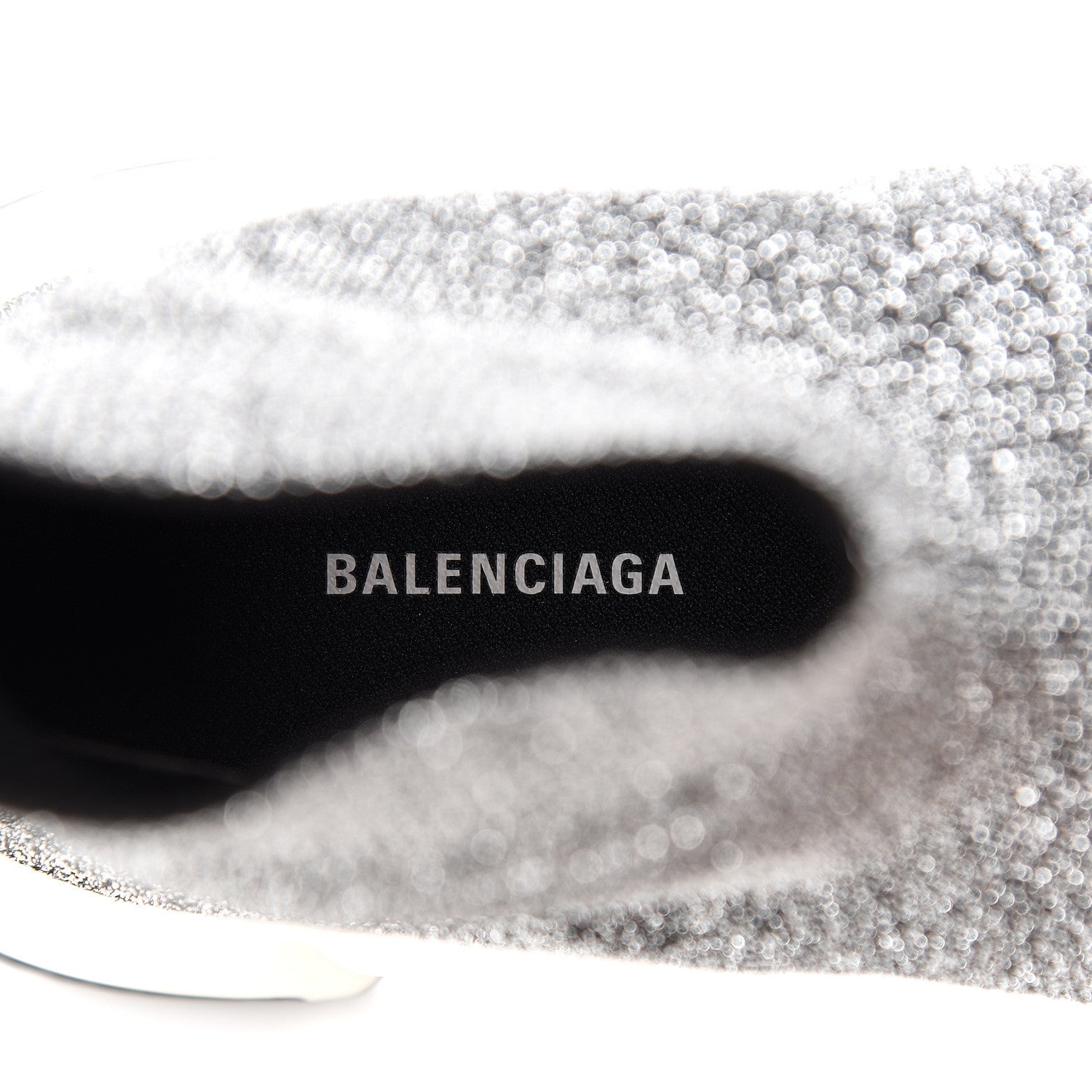 Balenciaga Laminated Knit Bi-Color Sole Womens Speed Sneakers 37 Silver White Black 8 of 9