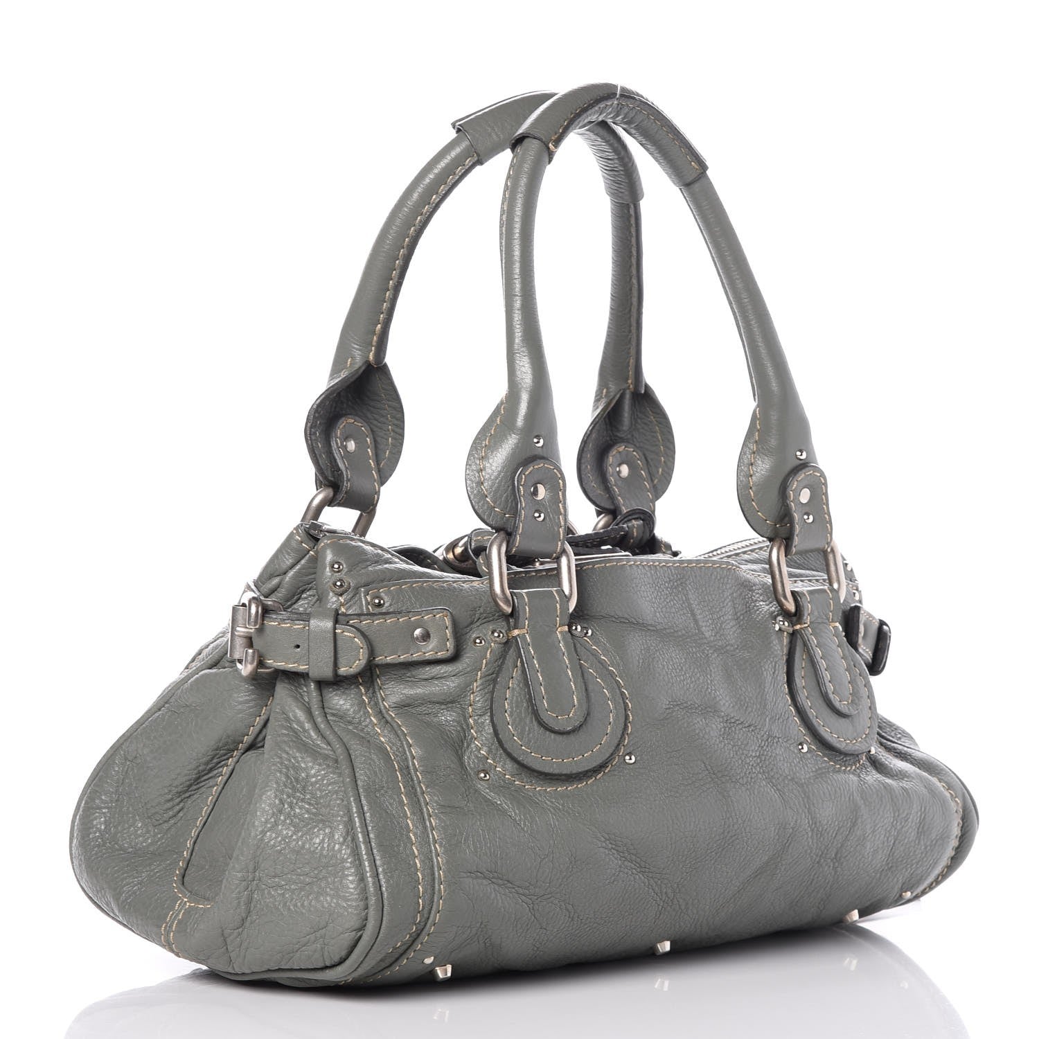 Chloe Calfskin Medium Paddington Satchel Gris Vert 3 of 14