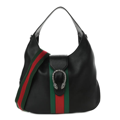 Gucci Calfskin Web Stripe Medium Dionysus Hobo Black 2 of 10
