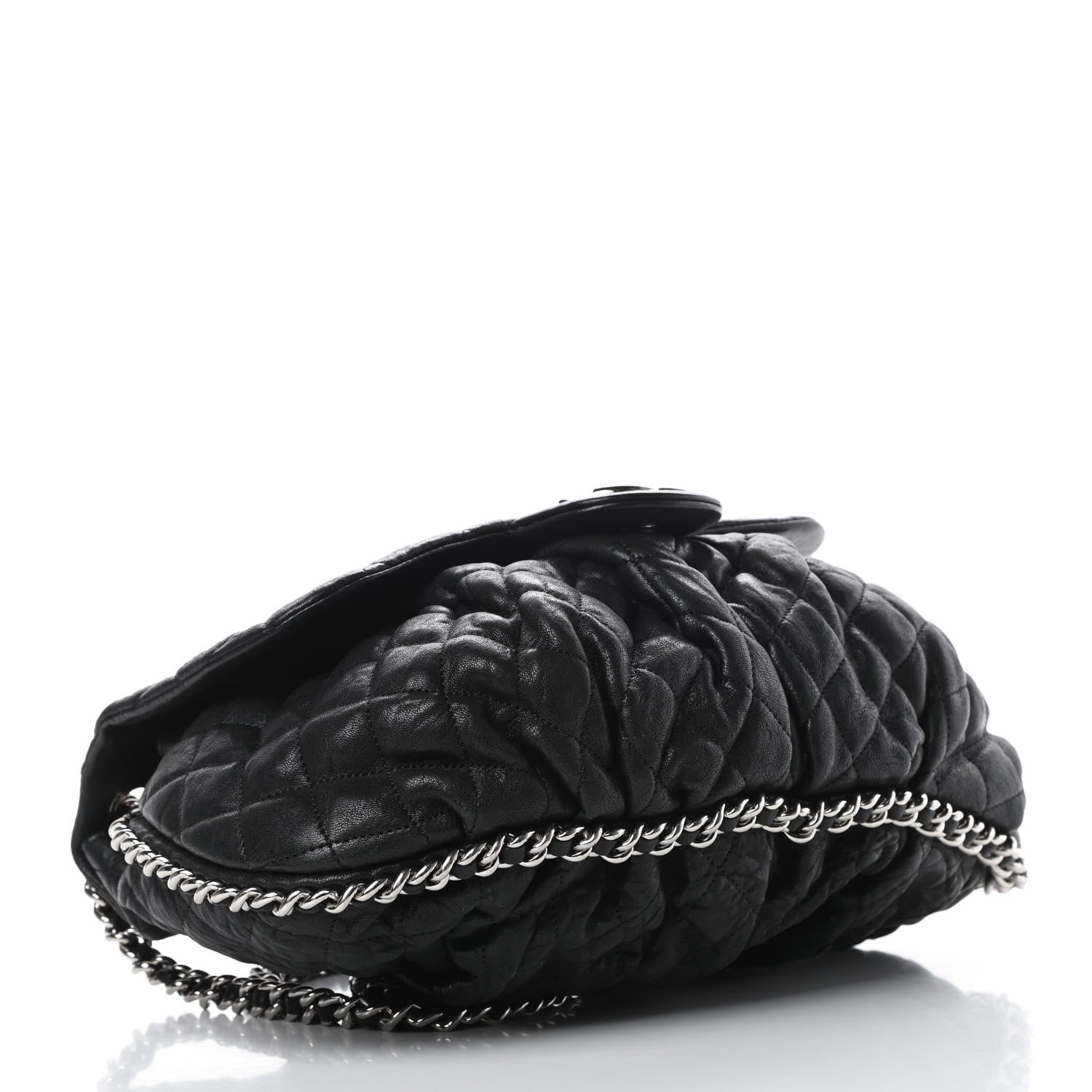 Chanel Washed Lambskin Quilted Large Chain Around Flap Black 4 of 12