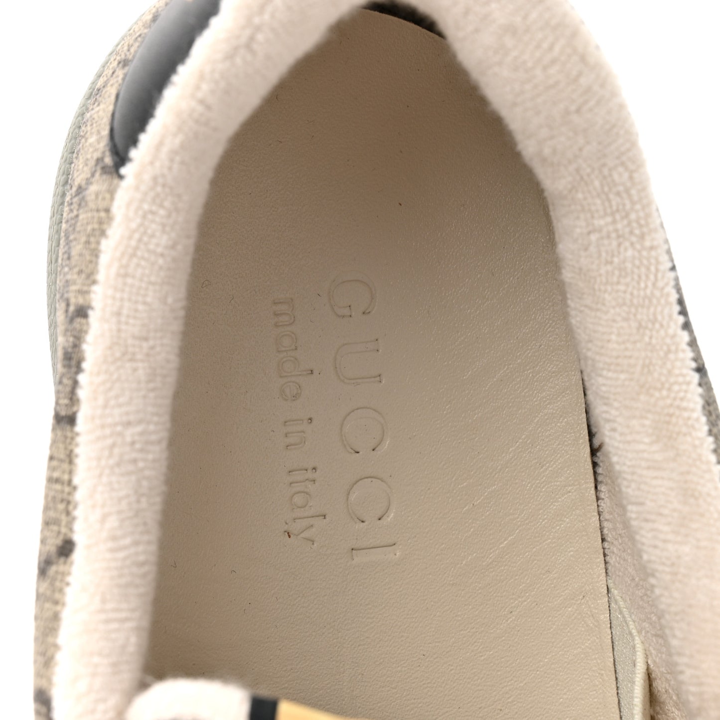 GG Supereme Monogram Miro Soft Calfskin Web Mens Screener Sneakers 8 Beige Ebony Black New Platinum