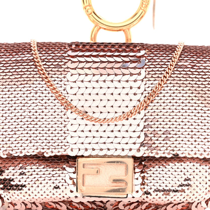 Fendi Sequin Metallic Nappa Pequin Nano Baguette Charm Rame 7 of 7