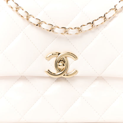 Chanel Shiny Lambskin Quilted Coco Trip Flap Bag White 8 of 11