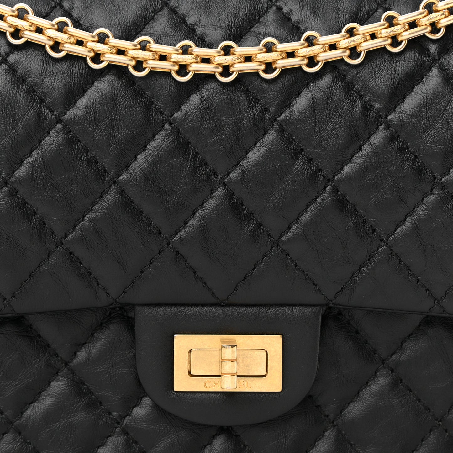 Aged Calfskin Quilted 2.55 Reissue 225 Flap Black