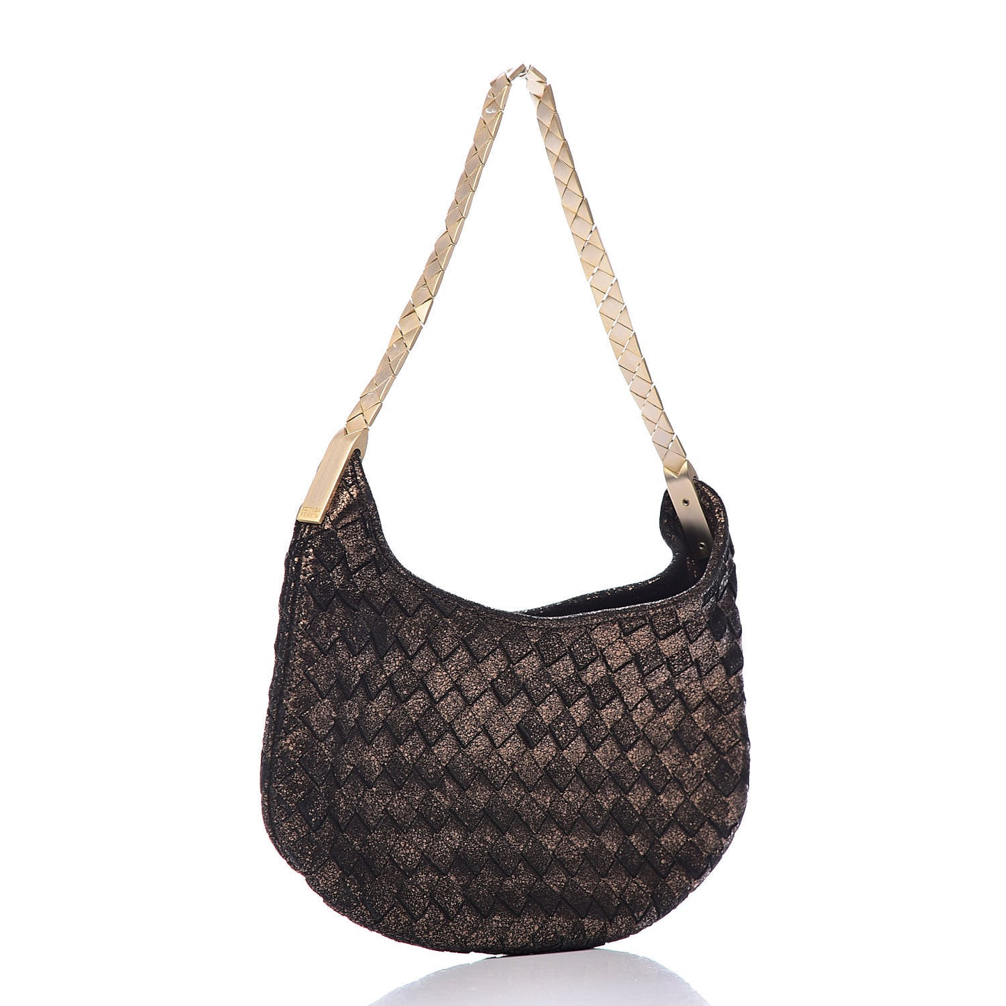 Metallic Intrecciato Small Shoulder Bag Bronze
