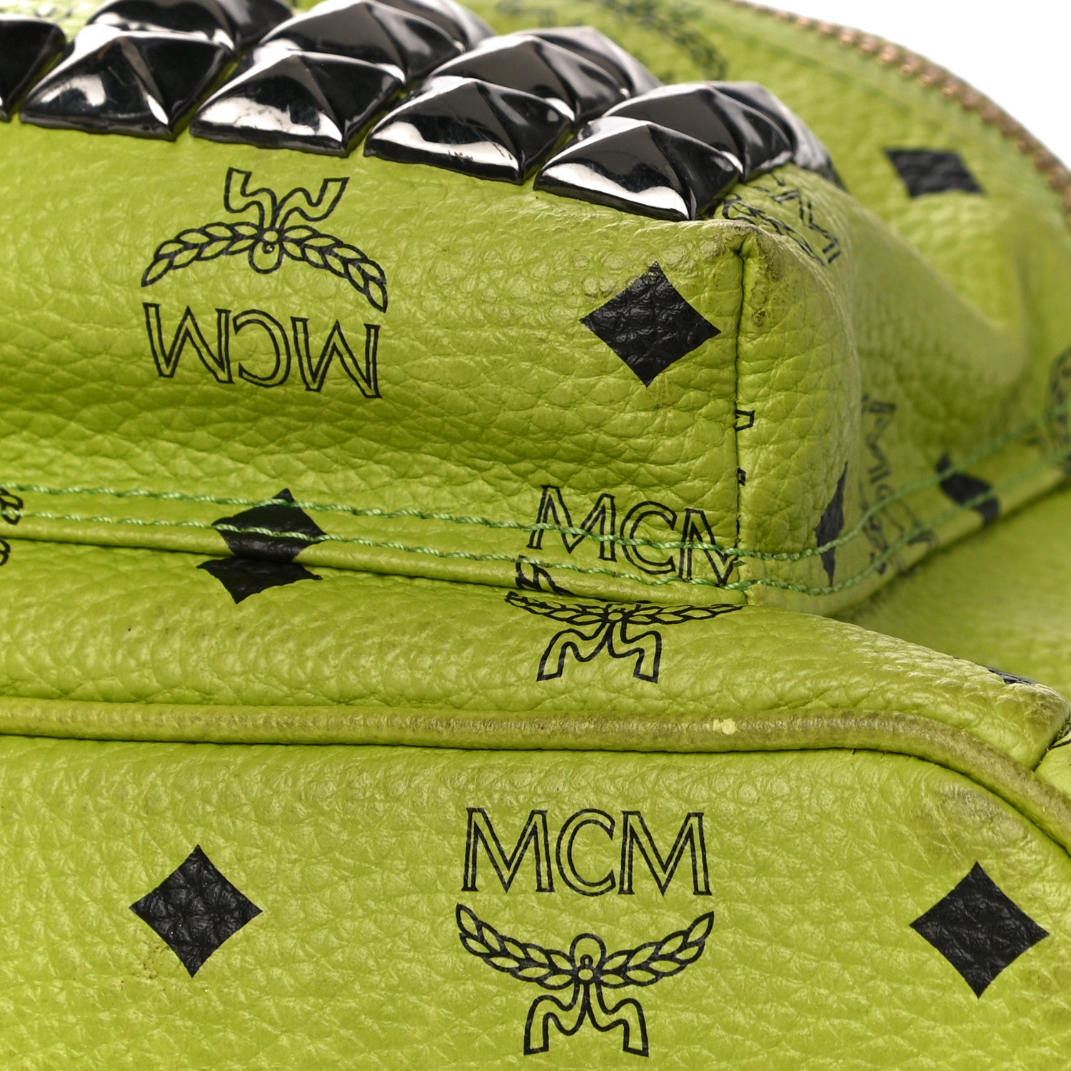 MCM Visetos Studded Medium Stark M Backpack Green 9 of 9