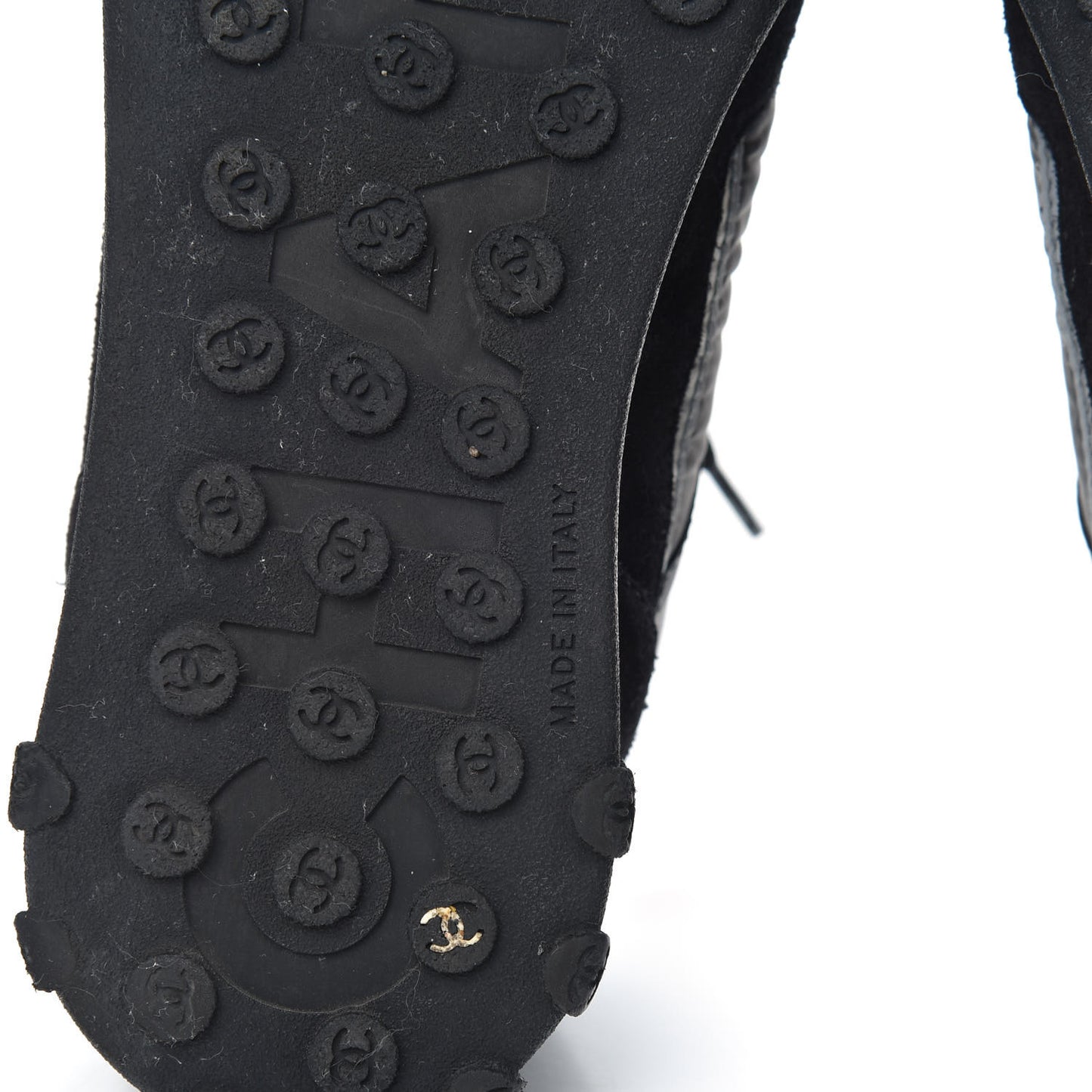 Nylon Calfskin CC Sneakers 38 Black Grey White