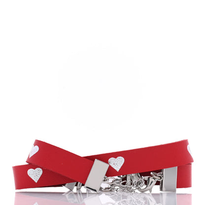 Christian Dior Calfskin Dior Heart Double Bracelet Red 3 of 4