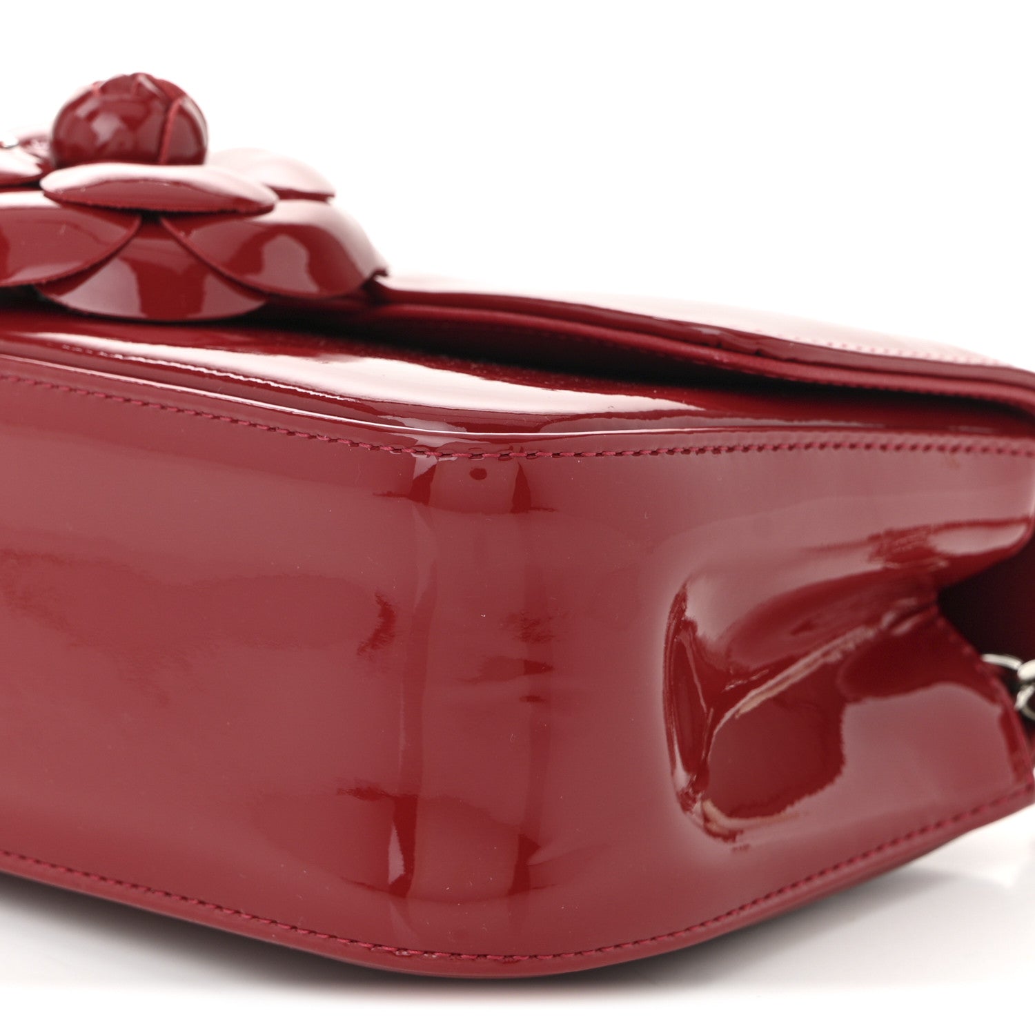 Chanel Patent Calfskin Small Camellia Flap Red 10 of 11