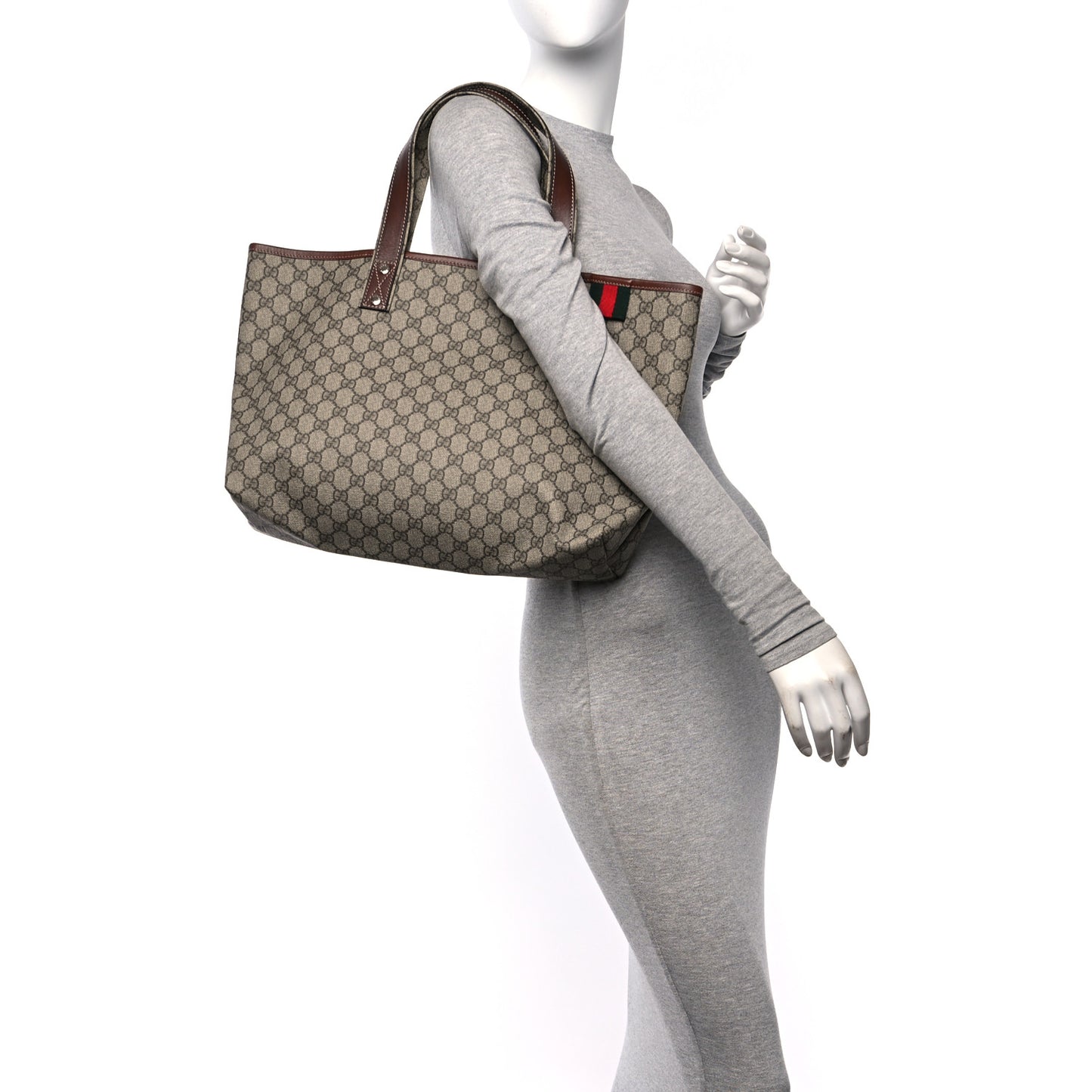 GG Plus Monogram Medium Signature Web Loop Tote Brown