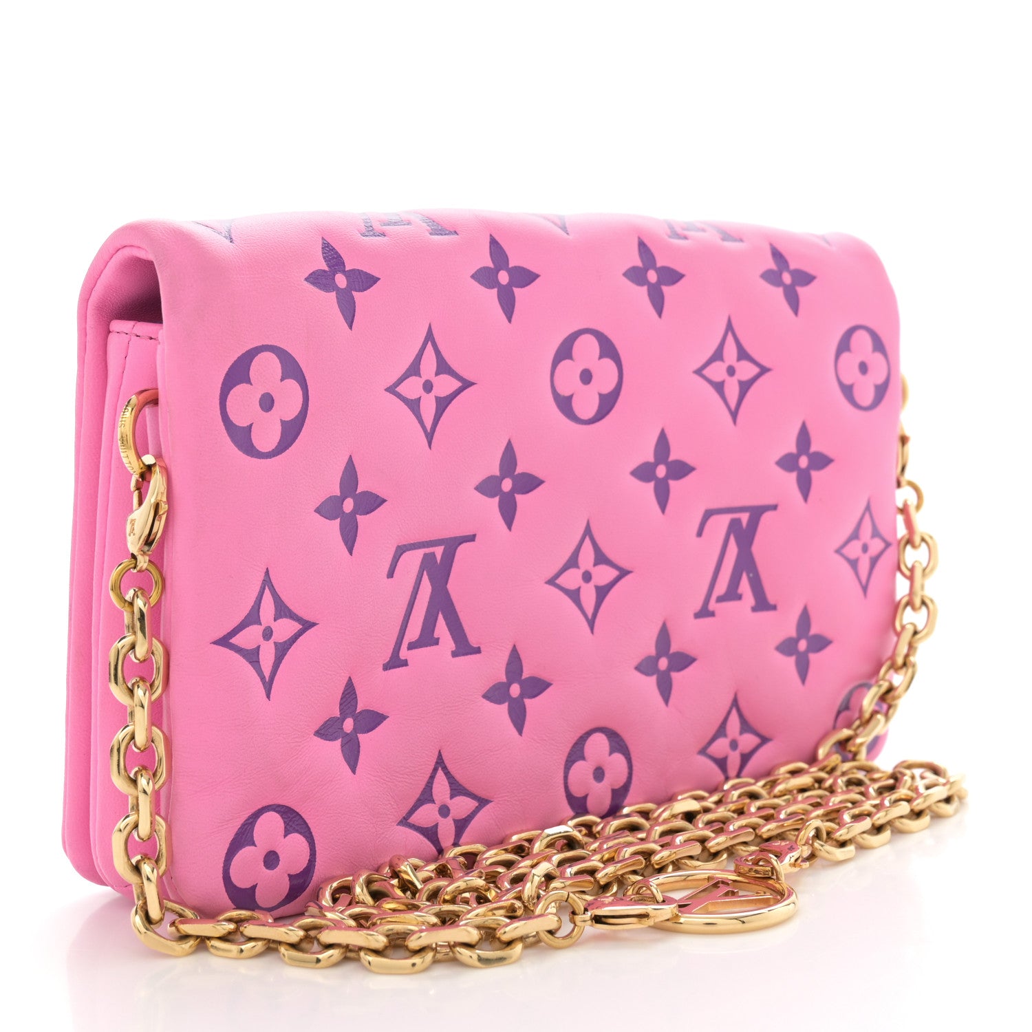 Louis Vuitton Lambskin Embossed Monogram Vuittamins Pochette Coussin Rose Violet 3 of 12