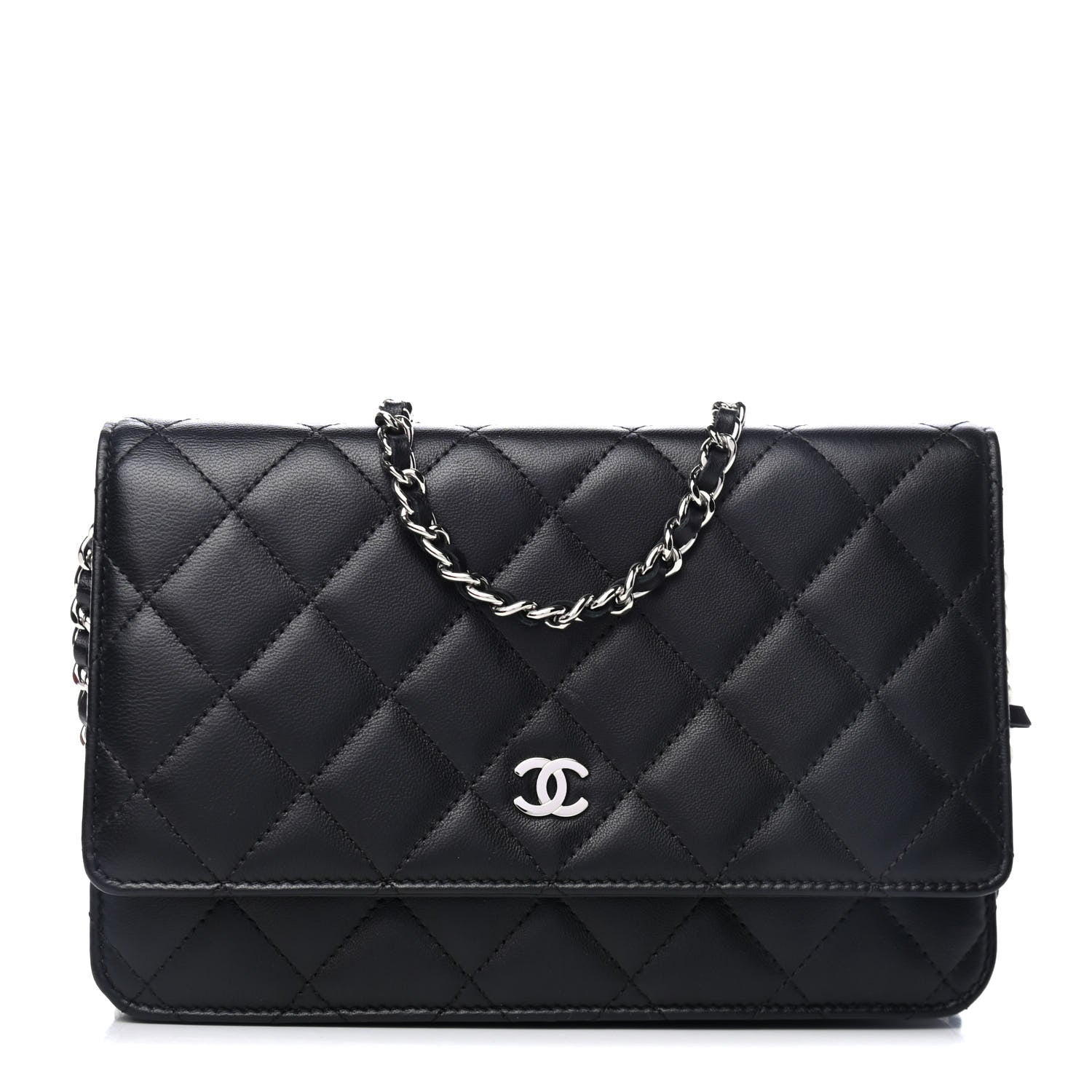 Chanel Lambskin Quilted Wallet On Chain WOC Black 1 of 4