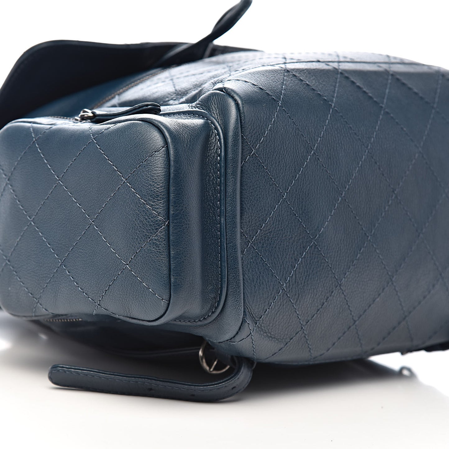 Grained Calfskin Stitched Pocket Backpack Dark Blue
