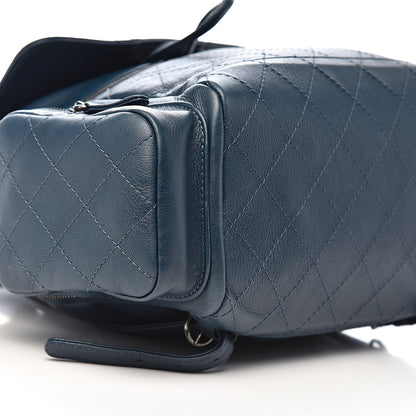 Chanel Grained Calfskin Stitched Pocket Backpack Dark Blue 9 of 12
