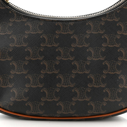 Celine Triomphe Canvas Calfskin Ava Shoulder Bag Tan 8 of 10