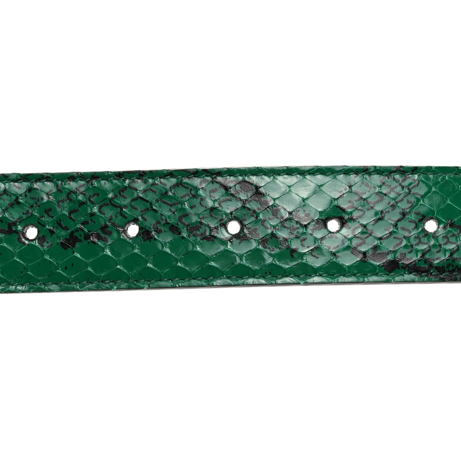 Gucci GG Supreme Monogram Anaconda Double G 30mm Belt 120 48 Ebony Emerald 6 of 7