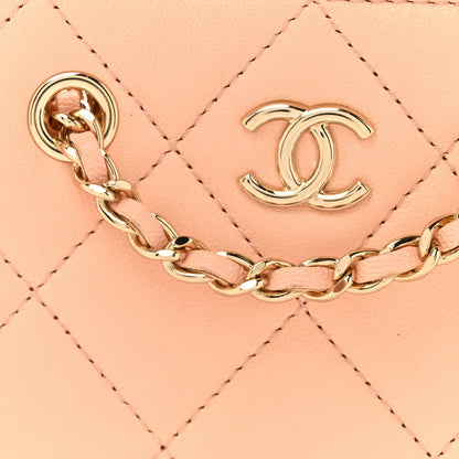 Chanel Lambskin Quilted Tiny Shopping Clutch With Chain Light Beige 8 of 15
