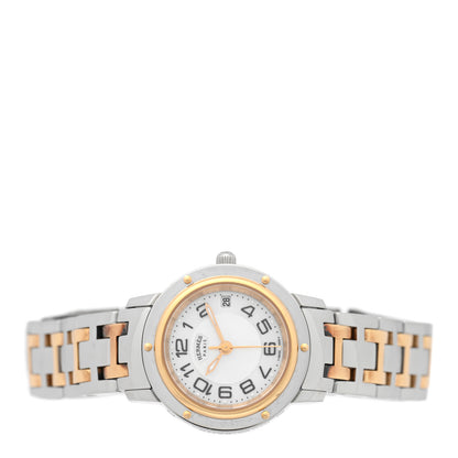 Hermes Stainless Steel Mother of Pearl 24mm Clipper Quartz Watch Gold 2 of 4