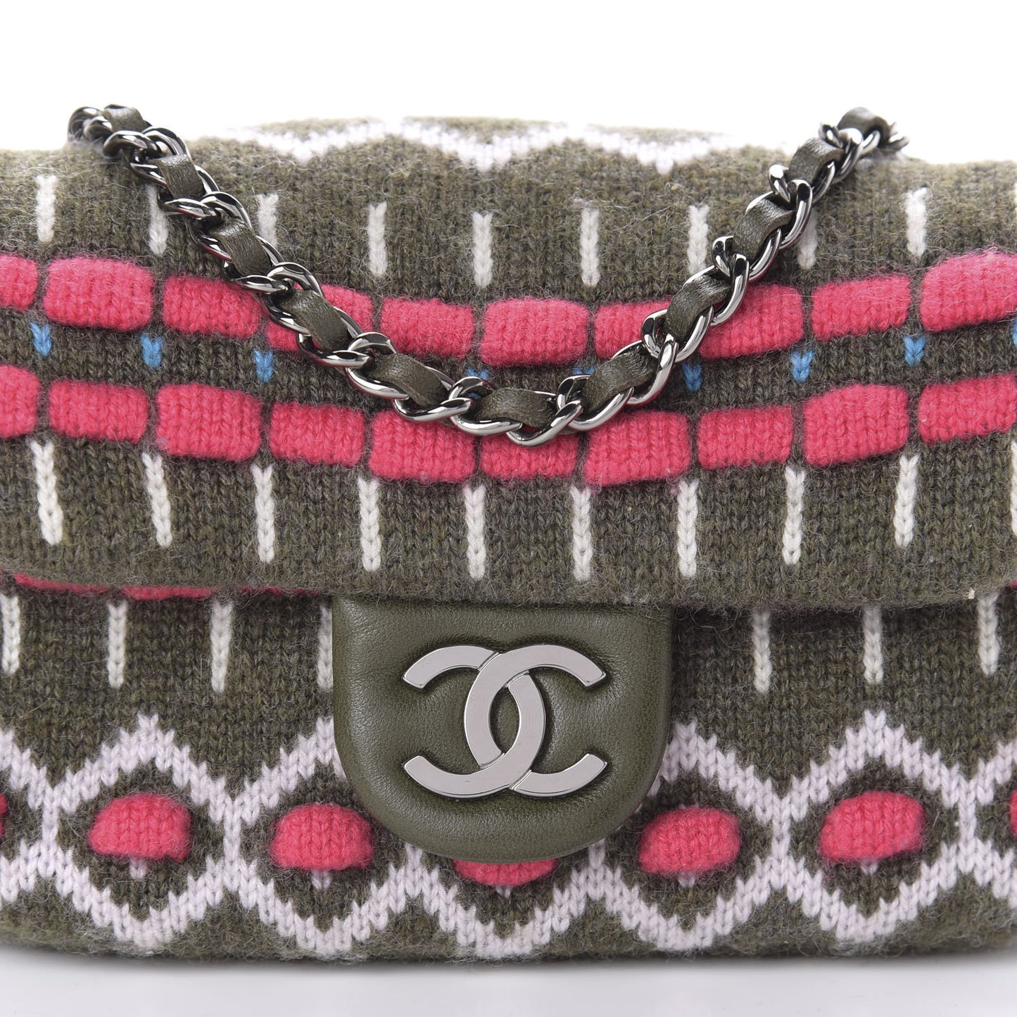 Cashmere Knit Extra Mini Single Flap Khaki Multicolor