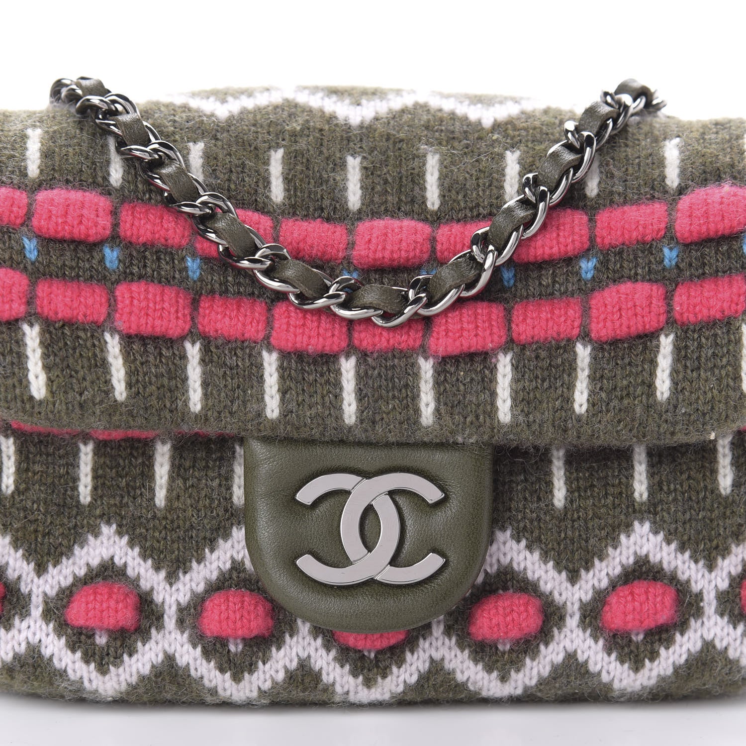 Chanel Cashmere Knit Extra Mini Single Flap Khaki Multicolor 11 of 11