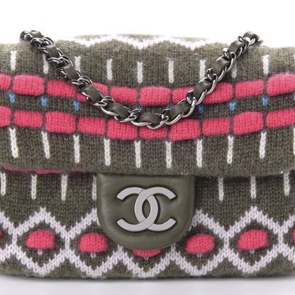 Chanel Cashmere Knit Extra Mini Single Flap Khaki Multicolor 11 of 11