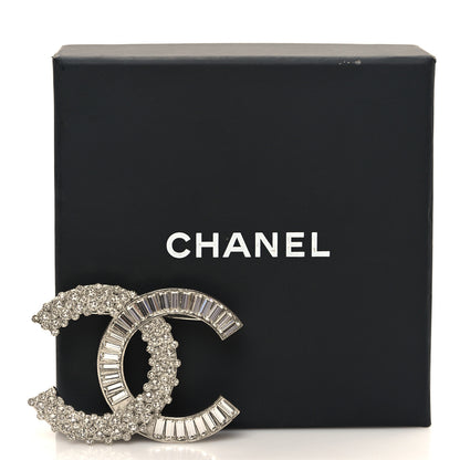Chanel Baguette Round Crystal CC Brooch Silver 4 of 4