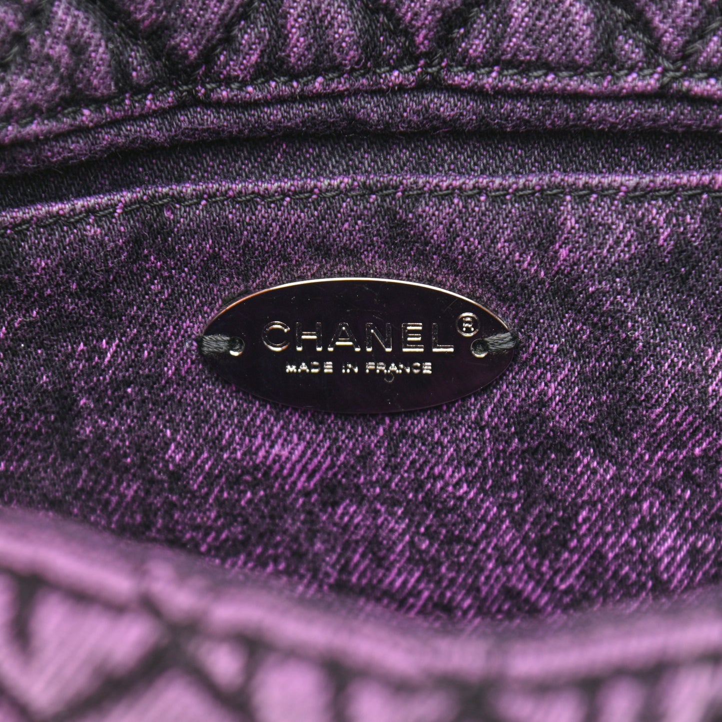 Washed Denim Quilted Small Denimpression Flap Violet Purple Black