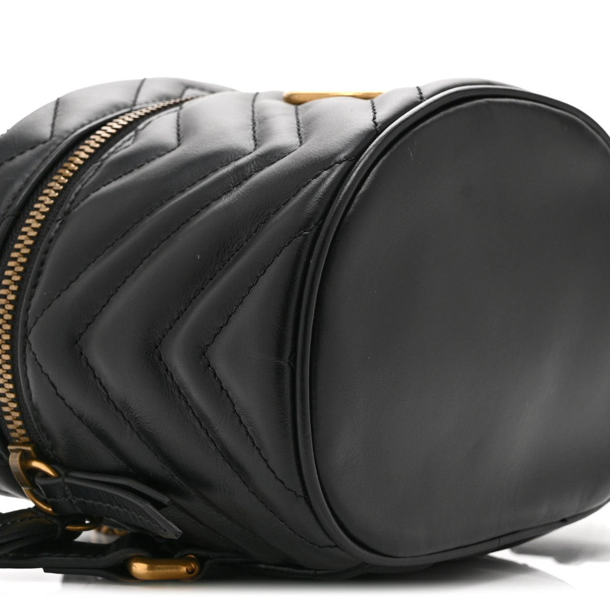 Calfskin Matelasse Mini GG Marmont Round Backpack Black
