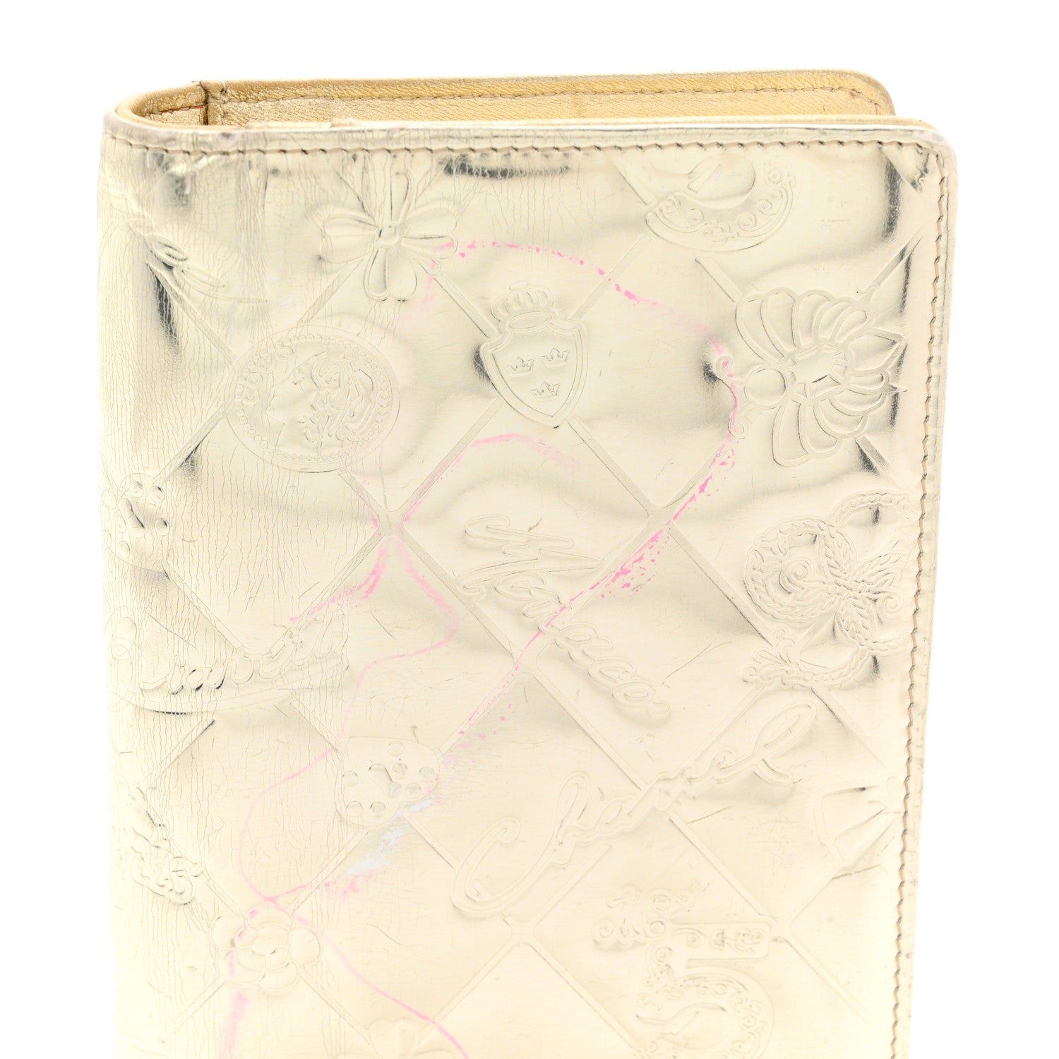 Chanel Metallic Patent Calfskin Quilted Lucky Symbols Yen Wallet