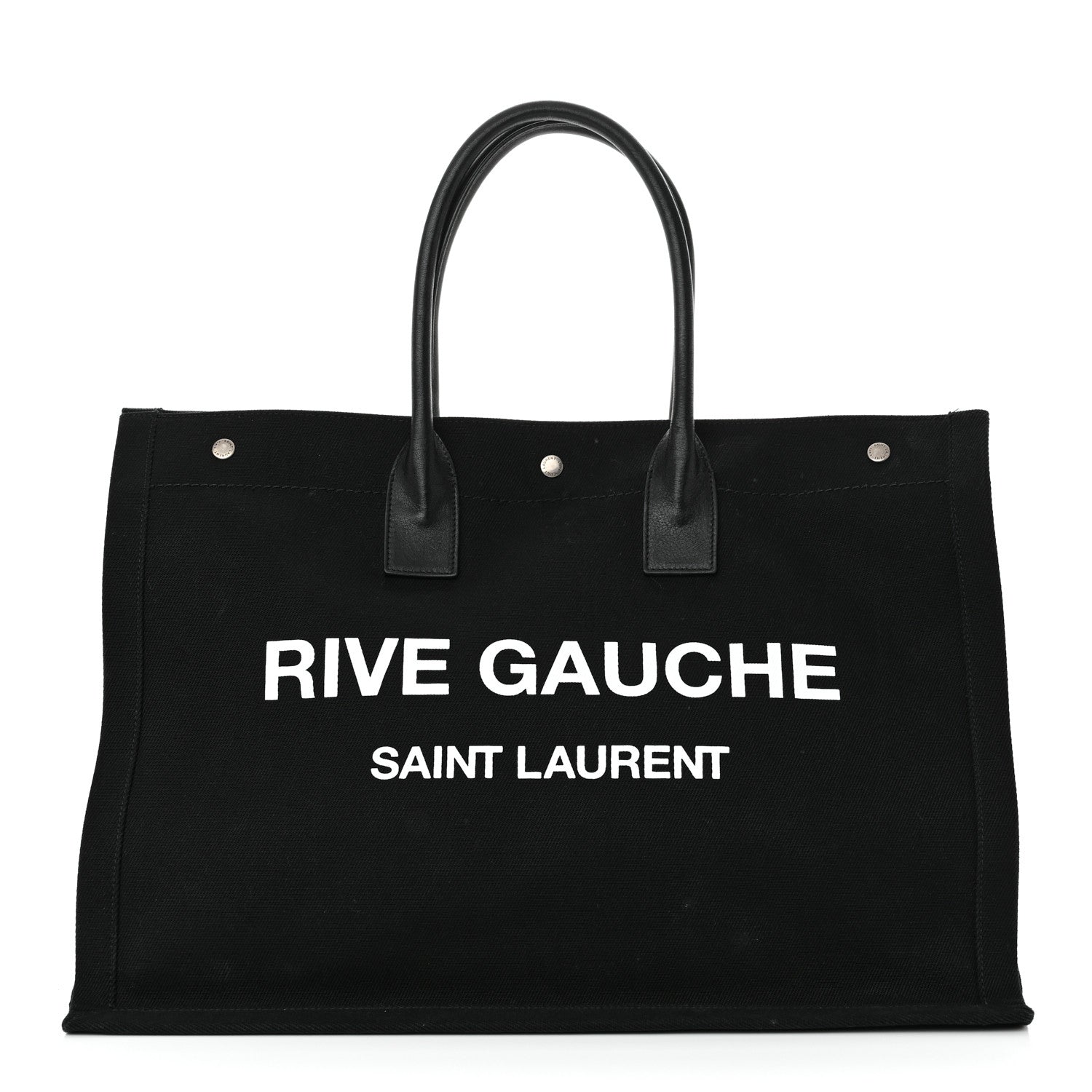 Saint Laurent Linen Calfskin Rive Gauche Tote Black 1 of 14