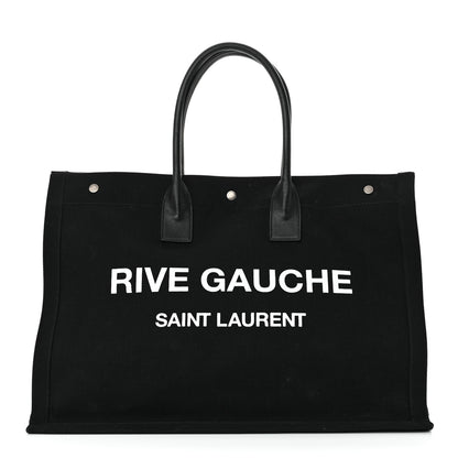 Saint Laurent Linen Calfskin Rive Gauche Tote Black 1 of 14