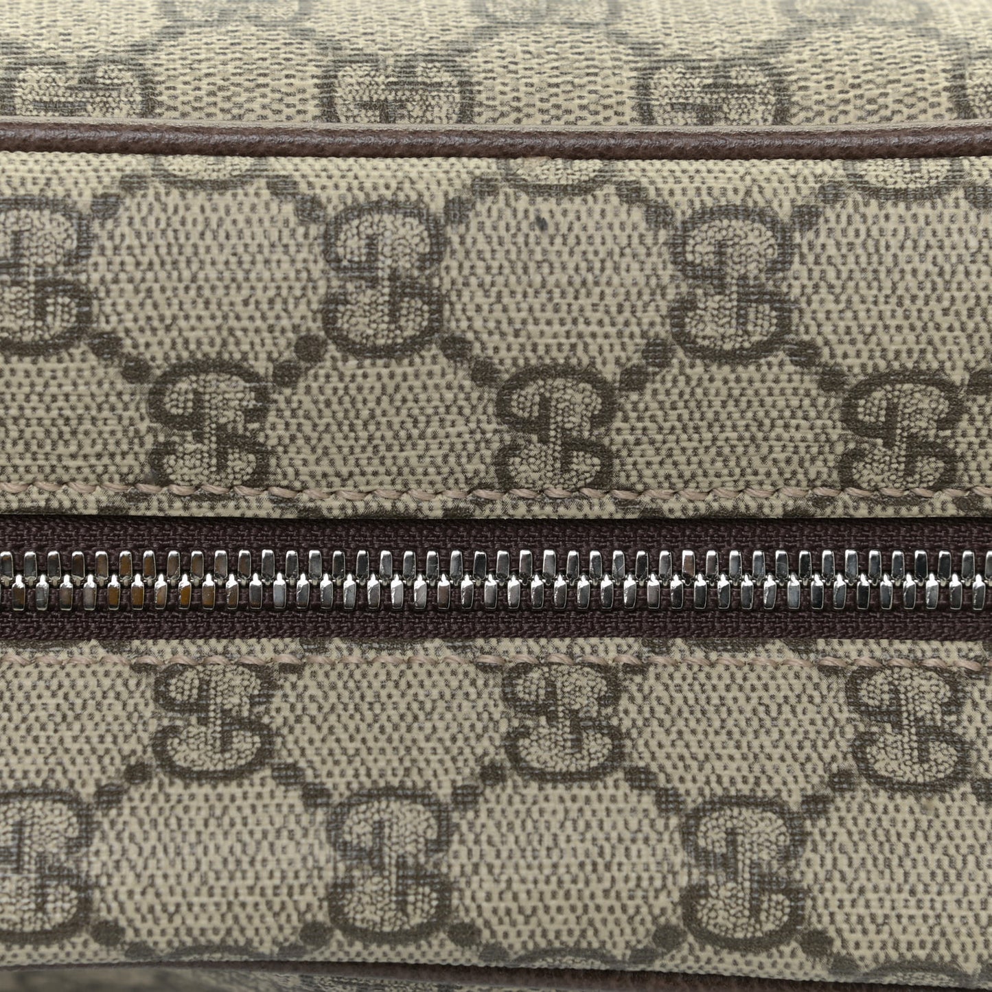 GG Supreme Monogram Textured Calfskin Square Messenger Bag Beige Ebony New Acero