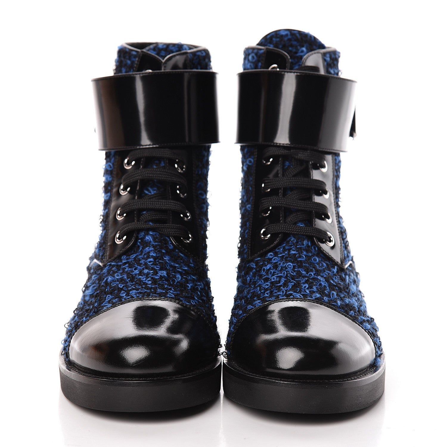 Louis Vuitton Tweed Calfskin Wonderland Ranger Boots 39 Blue Black 2 of 14