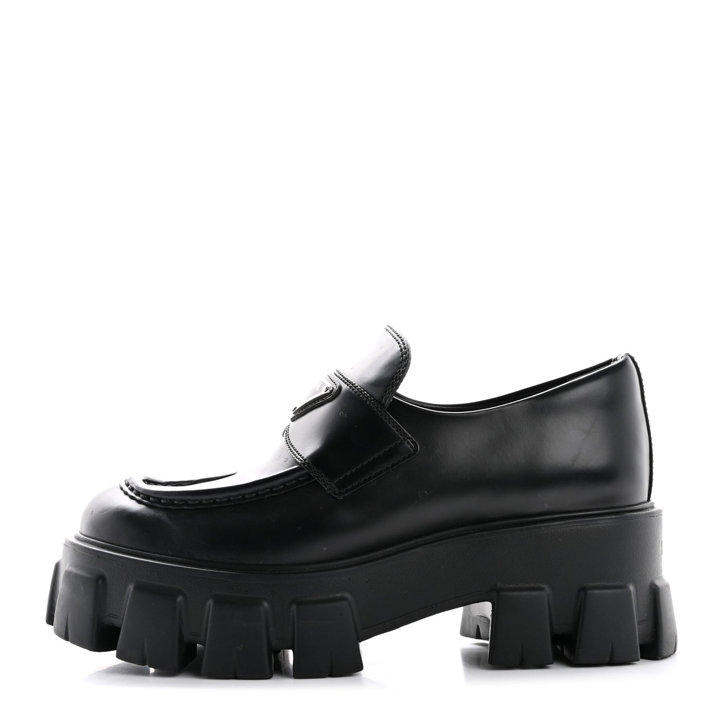 Spazzolato Rois Metal Triangle Logo Monolith 55mm Loafers 36 Black