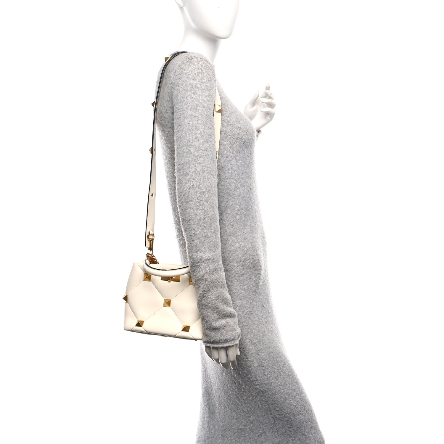 Valentino Garavani Nappa Small Roman Stud The Handle Bag Ivory 2 of 10
