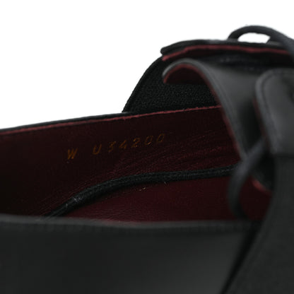 Chanel Calfskin Elastic Lace Up Cap Toe CC Loafers 37.5 Black 9 of 9