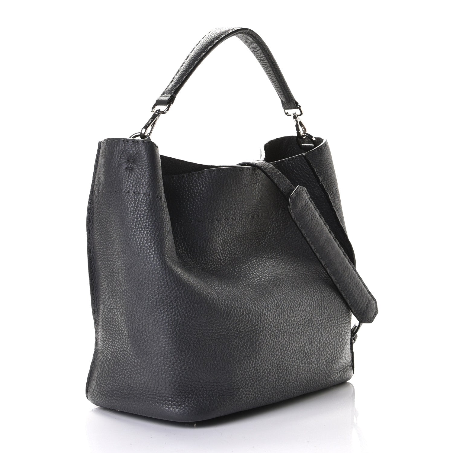 Fendi Cuoio Romano Selleria Large Anna Bucket Bag Asfalto 2 of 5