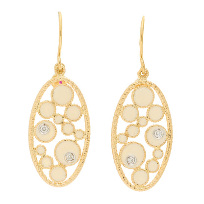 Roberto Coin 18K Yellow Gold Diamond Enamel Bollicine Drop Earrings White 1 of 4