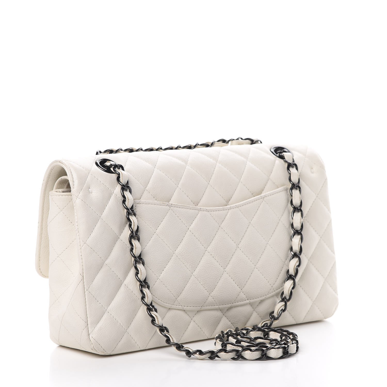 Chanel Crumpled Calfskin Quilted Medium Double Flap White 3 of 14