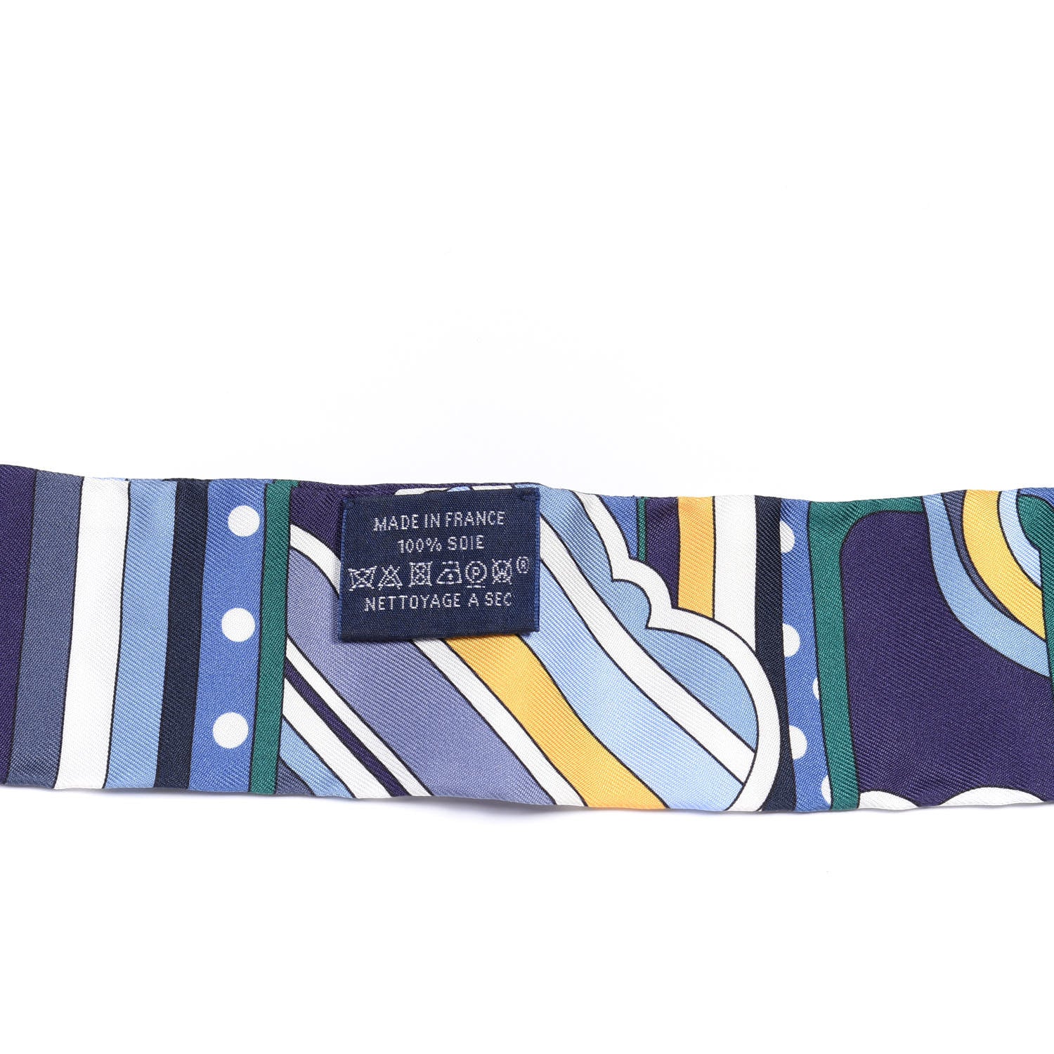 Hermes Silk Faubourg Rainbow Twilly Blue Jaune Vert 3 of 4