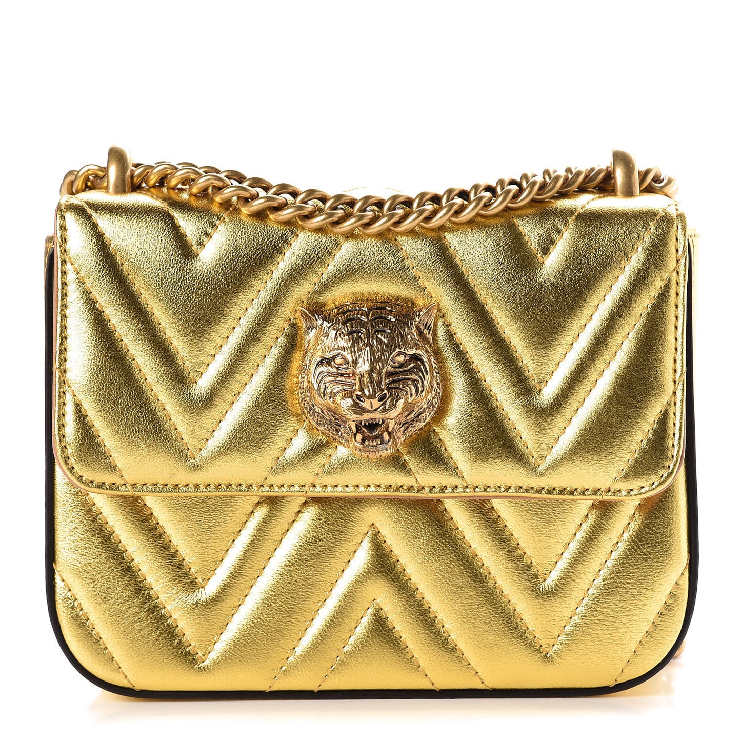 Metallic Nappa Matelasse Broadway Shoulder Bag Gold