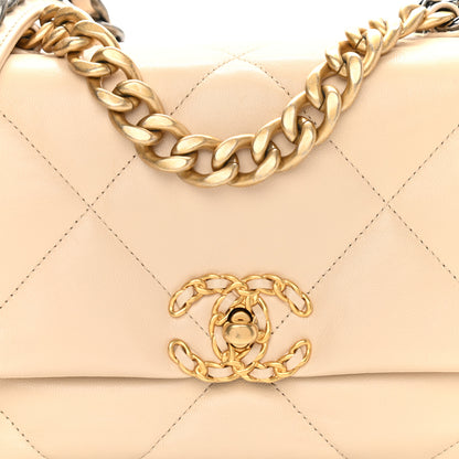 Chanel Goatskin Quilted Medium Chanel 19 Flap Beige 10 of 10