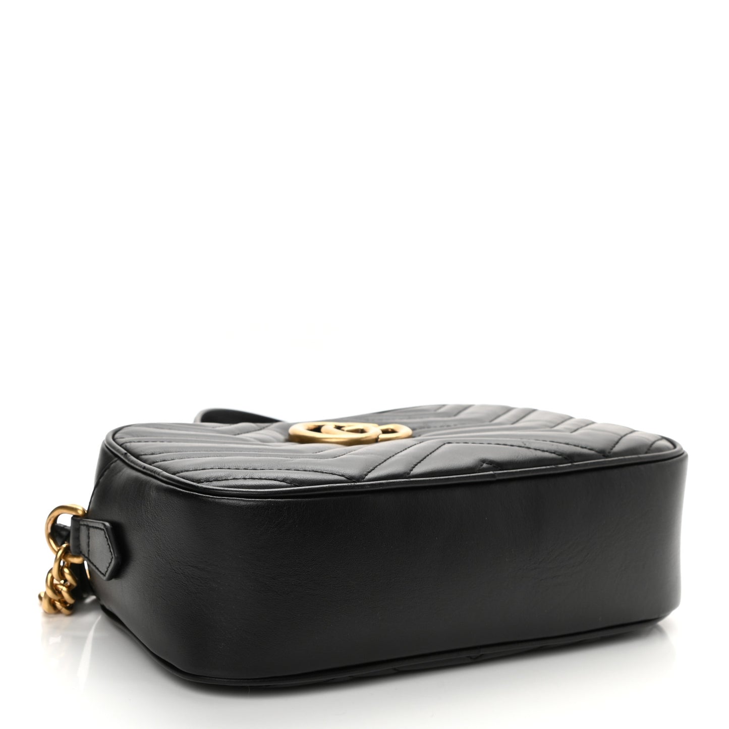 Calfskin Matelasse Small GG Marmont Chain Shoulder Bag Black