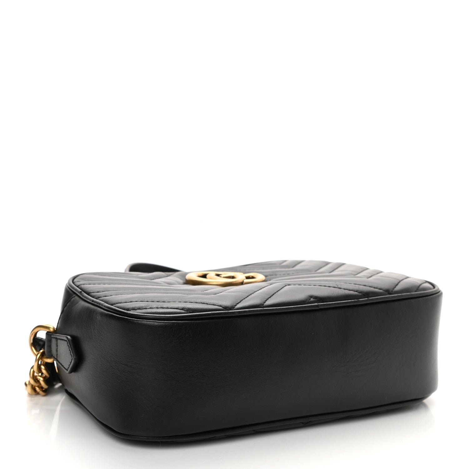 Gucci Calfskin Matelasse Small GG Marmont Chain Shoulder Bag Black 4 of 9