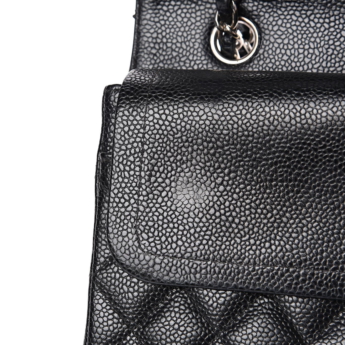 Caviar Quilted Medium Double Flap Black
