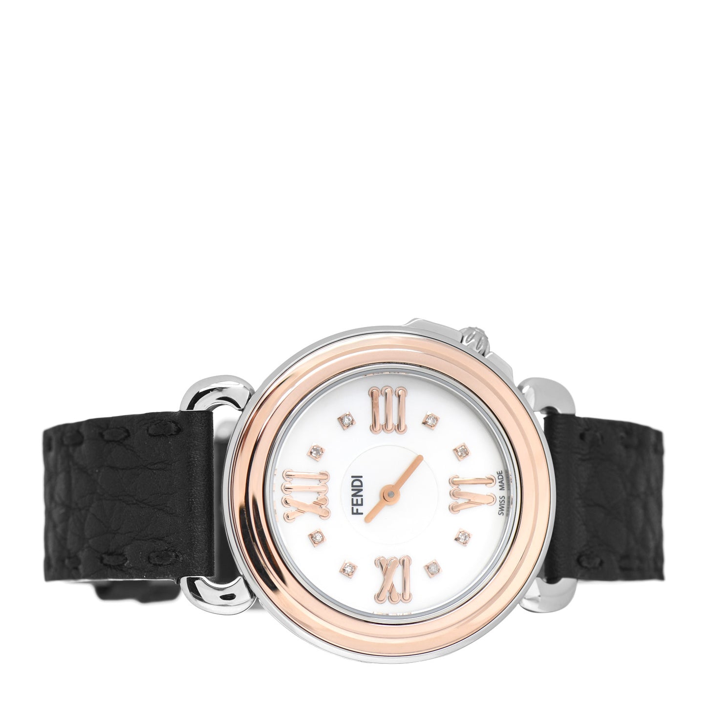 Stainless Steel 18K Rose Gold Calfskin Diamond Mother of Pearl 37mm Selleria Quartz Watch