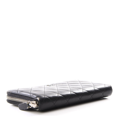 Chanel Lambskin Quilted Large Gusset Zip Around Wallet Black 3 of 12