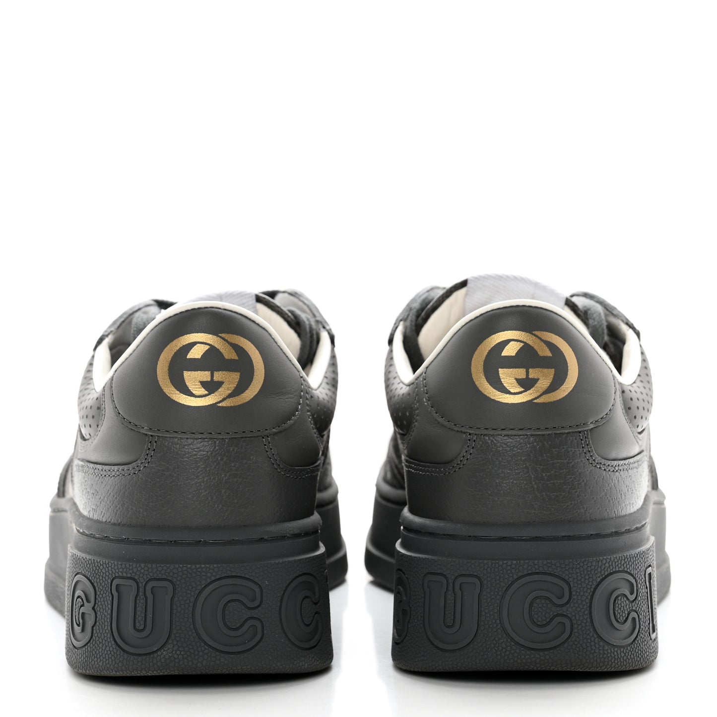 Textured Dollar Calfskin GG Supreme Monogram Mens Chunky Sneakers 9 Graphite Grey Black Grey